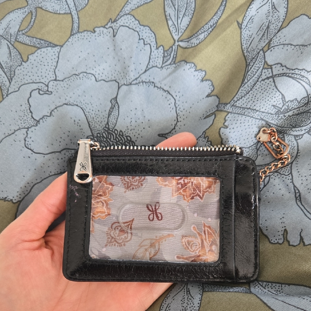 Hobo Black Leather Card Holder with Chain